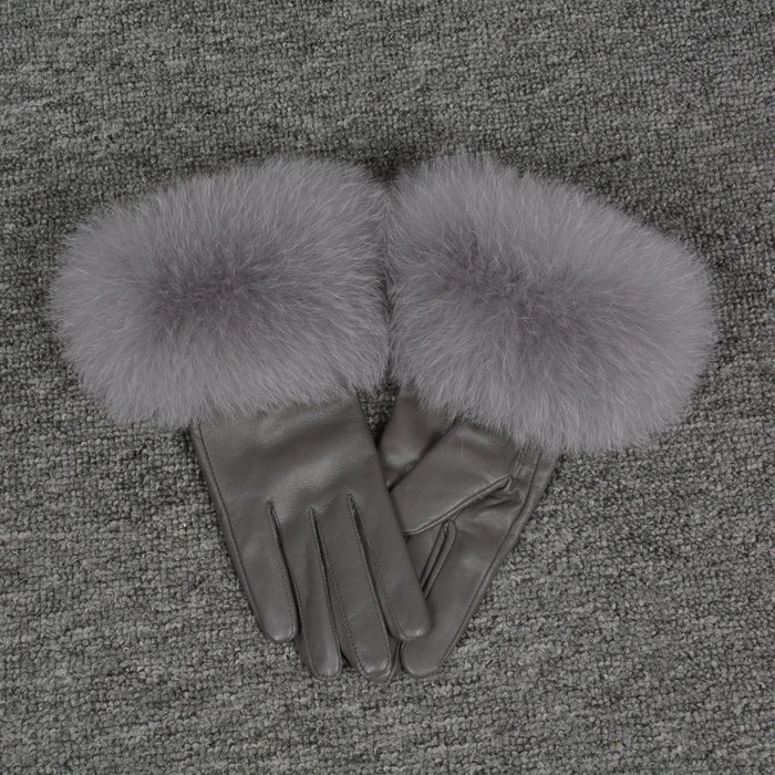 Leather Gloves with Fur Accents