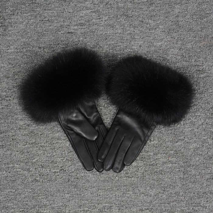 Leather Gloves with Fur Accents